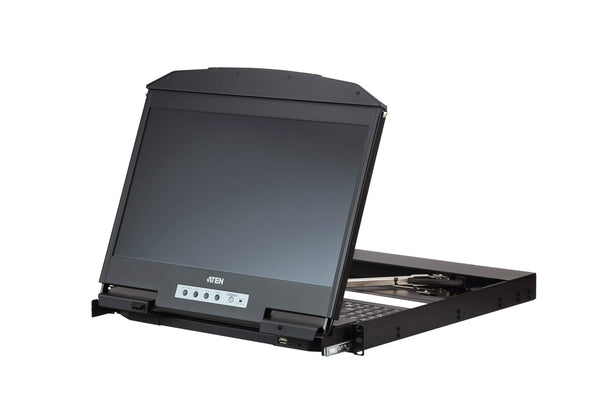 Aten Rackmount Dual Rail LCD Console VGA,HDMI,DVI & USB w/ 18.5' LCD Display, 1x Custom KVM Cable Included
