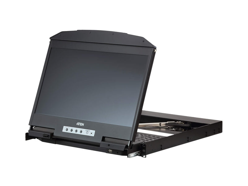 Aten Rackmount Dual Rail LCD Console VGA,HDMI,DVI & USB w/ 18.5' LCD Display, 1x Custom KVM Cable Included