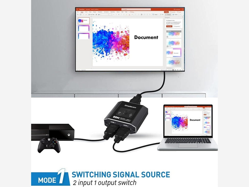 Simplecom CM302V2 Bi-Directional 2 Way HDMI 2.1 Switch Selector 8K