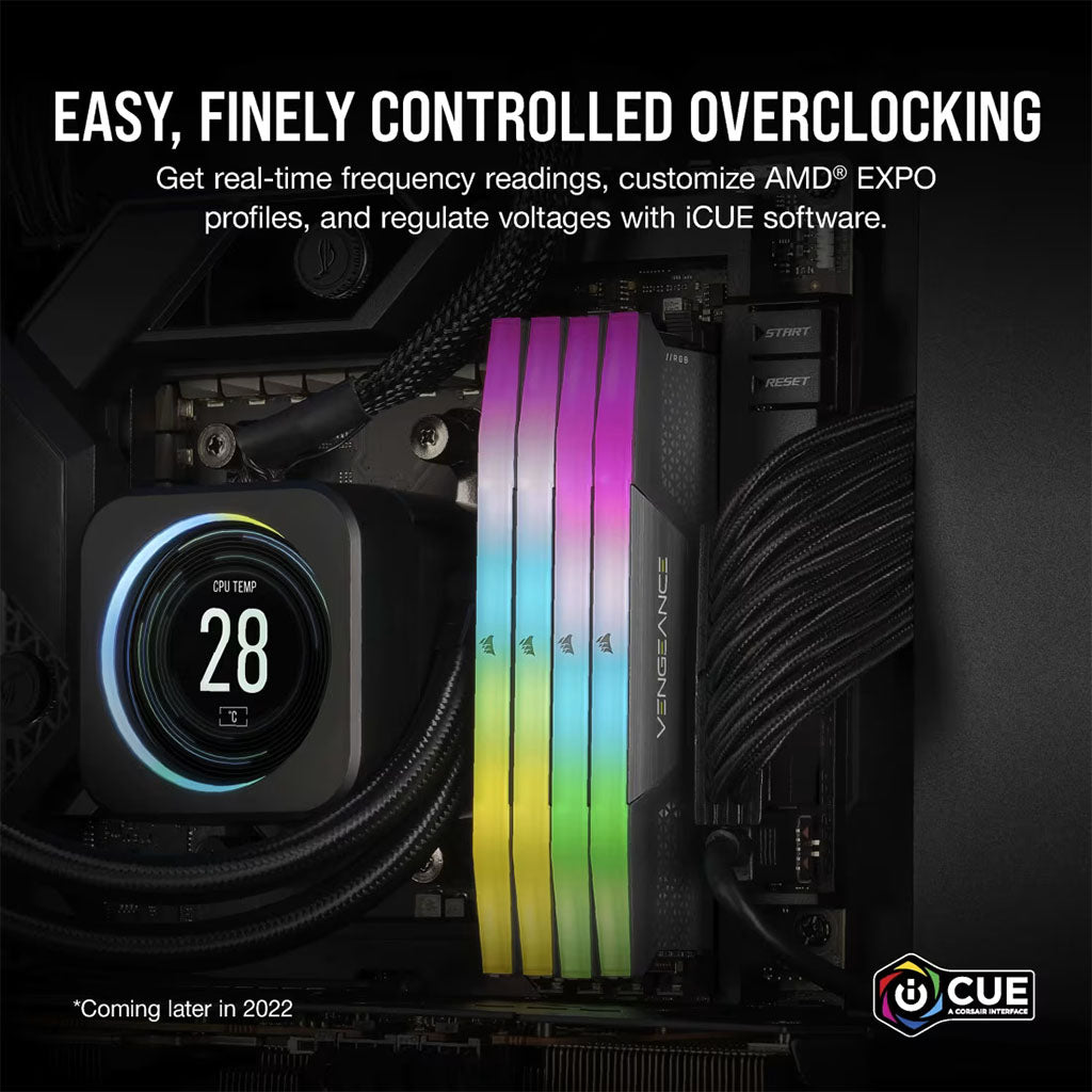 Corsair Vengeance RGB 64GB 2x32GB DDR5 5600MHz AMD EXPO & Intel XMP CL40 Desktop Memory CMH64GX5M2D5600Z40