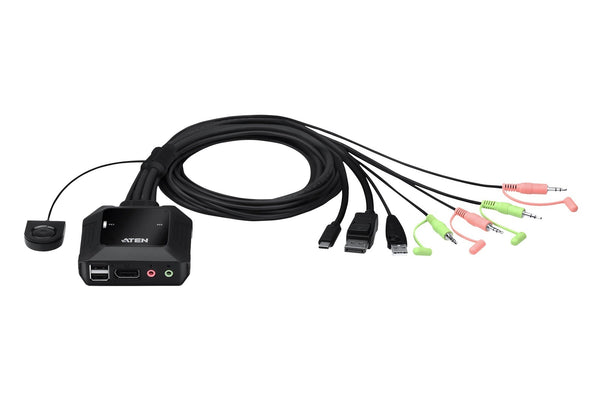Aten 2-Port USB-C DisplayPort Hybrid Cable KVM Switch
