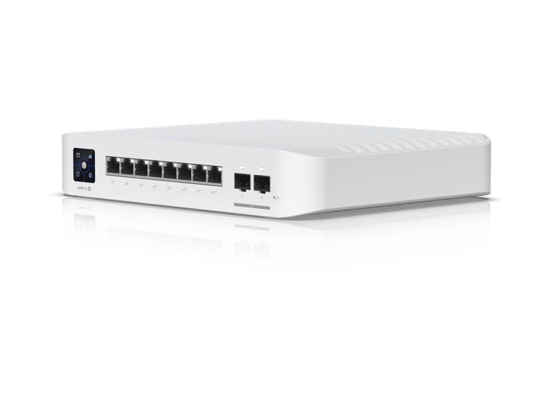 Ubiquiti UniFi Network, Switch, 8-Port, POE 120W, 6 GbE PoE+ Ports, 2 GbE PoE++ Ports, 2 10G SFP+ Ports, Layer 3, Wall Mount,