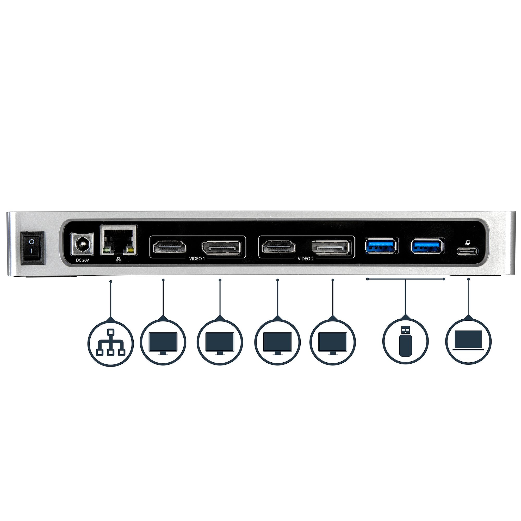 StarTech USB-C USB-A Hybrid 4K Dock, Dual Display,HDMI 2 ,Dp 2 ,USB 6 ,USB-C,No Pd,3Yr