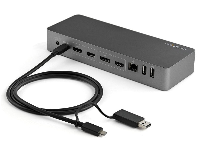 StarTech USB-C USB-A Hybrid 4K Dock, Dual Display, DP 2 , HDMI 2 , USB 3 , 100W, 3Yr