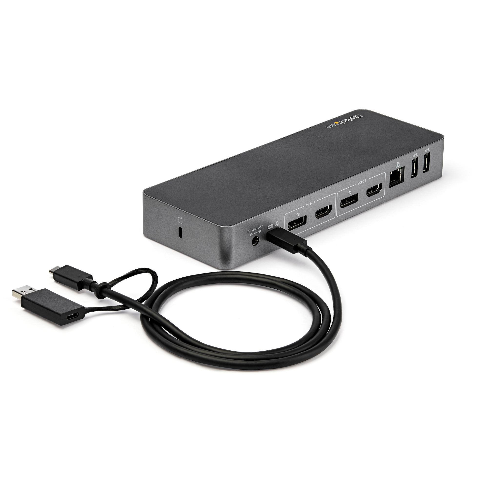 StarTech USB-C USB-A Hybrid 4K Dock, Dual Display, DP 2 , HDMI 2 , USB 3 , 60W, 3Yr