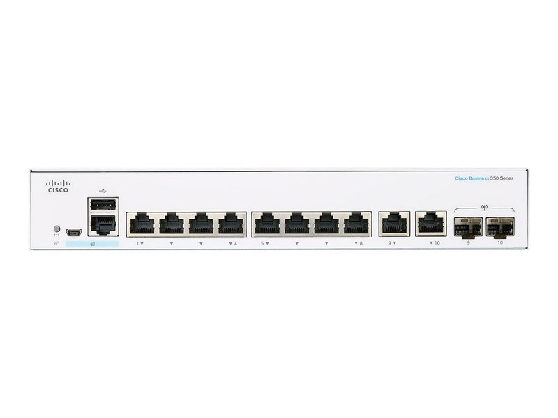 Cisco CBS350 8 Ports Manageable Ethernet Switch, PoE, GE, 2x1G SFP Combo
