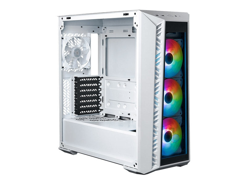 Cooler Master MasterBox MB520 White, Tempered Glass Front Panel, 3x ARGB Fans, Tempered Glass Side Panel, ATX, ARGB Lighting