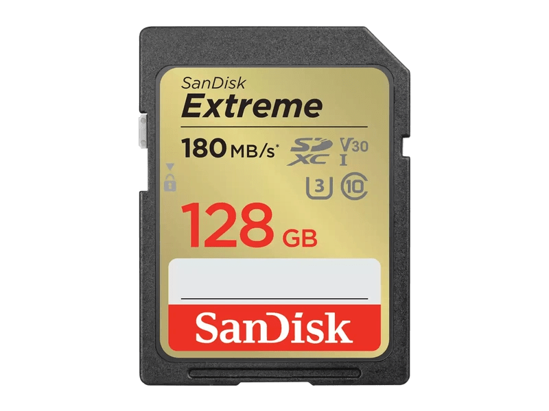 SanDisk 128GB Extreme SD UHS-I Card, V30, U3, C10