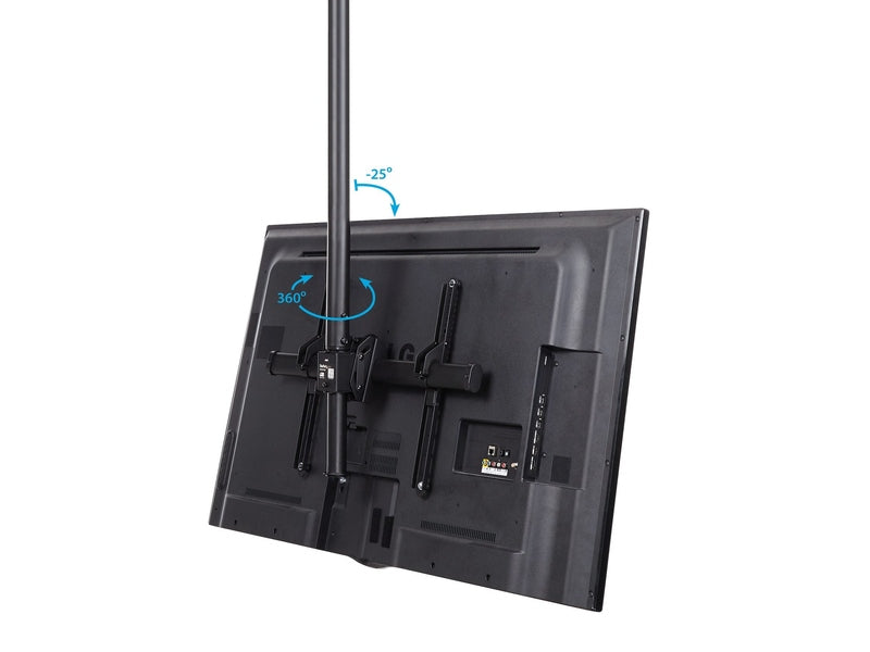 TV Ceiling Mount - Full-Motion Universal Hanging Single Screen Mount with Adjustable Telescopic Pole - Tilt / Swivel - VESA Bracket for 32”-75" Displays