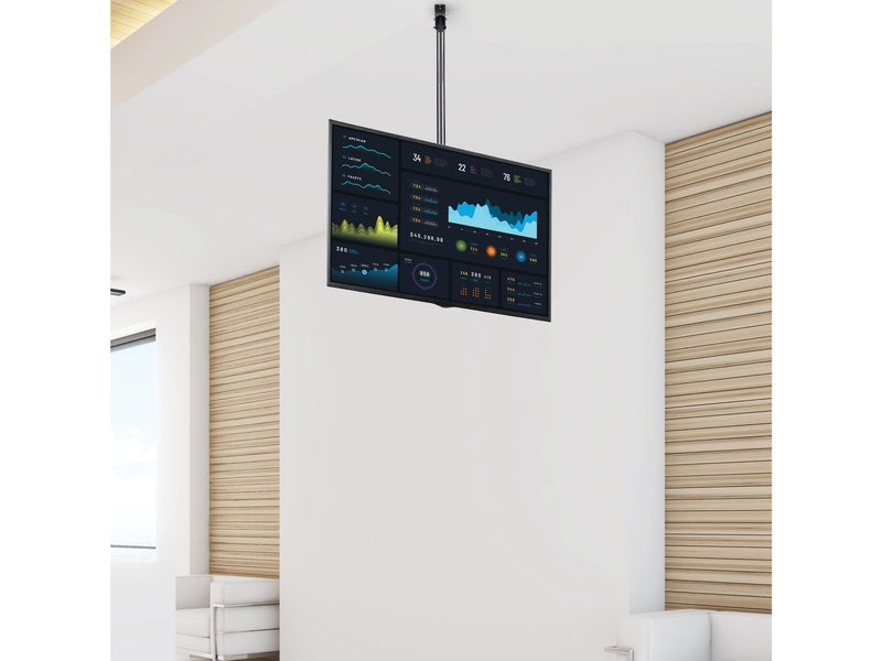 TV Ceiling Mount - Full-Motion Universal Hanging Single Screen Mount with Adjustable Telescopic Pole - Tilt / Swivel - VESA Bracket for 32”-75" Displays