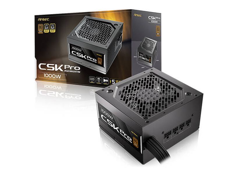 Antec CSK1000 PRO Sem-Modular ATX 3.1, PCI-E 5.1 for 4090, 5090 & 7900, 9070 High Quality Jap Capacitors, Performance and Reliability, PSU