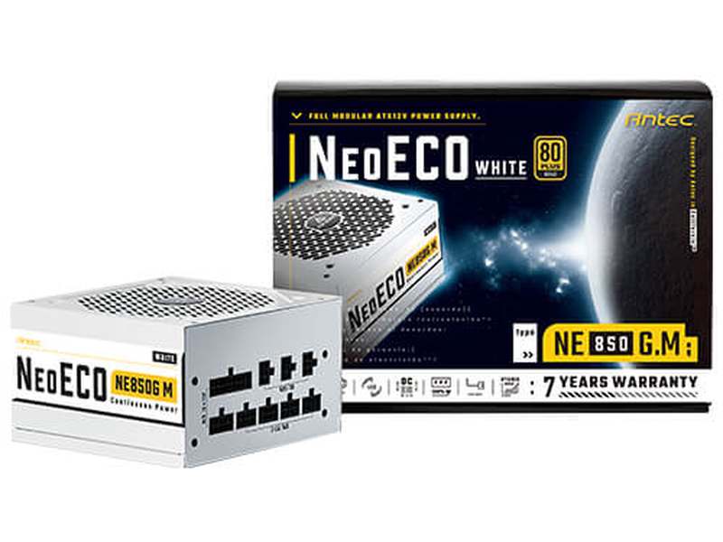 Antec NE 850w 80+ Gold, Fully-Modular, LLC DC, White 1x EPS 8PIN, 120mm Silent Fan, Japanese Caps, ATX Power Supply, PSU, PCIE 5.0 Rdy. 7yrs Wty