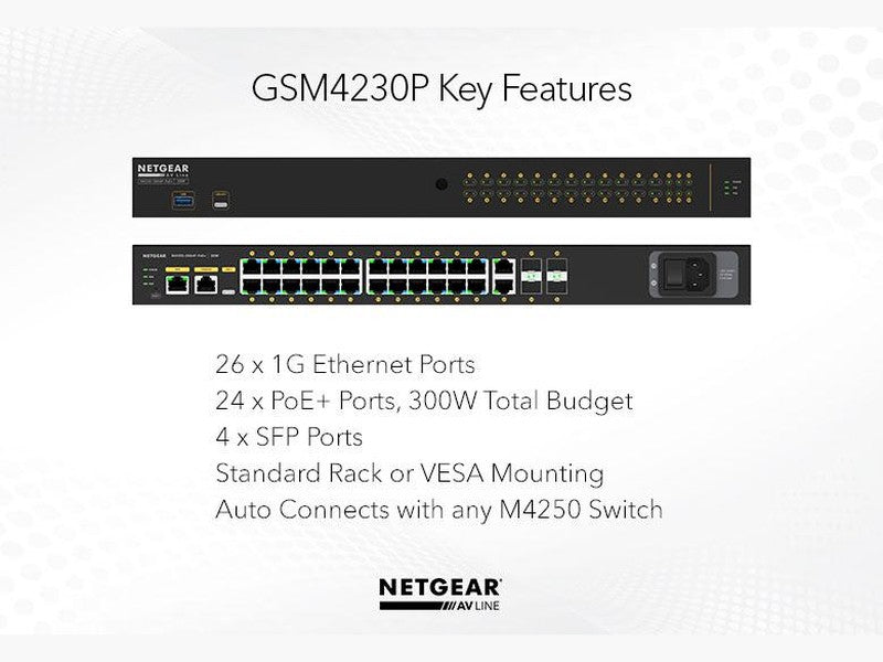 Netgear AV Line M4250-26G4F-PoE+ 30-Port Managed Switch GSM4230P-100AJS