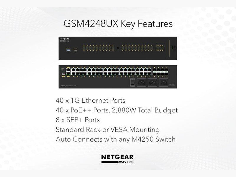 Netgear M4250 40x1G PoE++ 2,880W and 8xSFP+ Managed Switch GSM4248UX-100AJS
