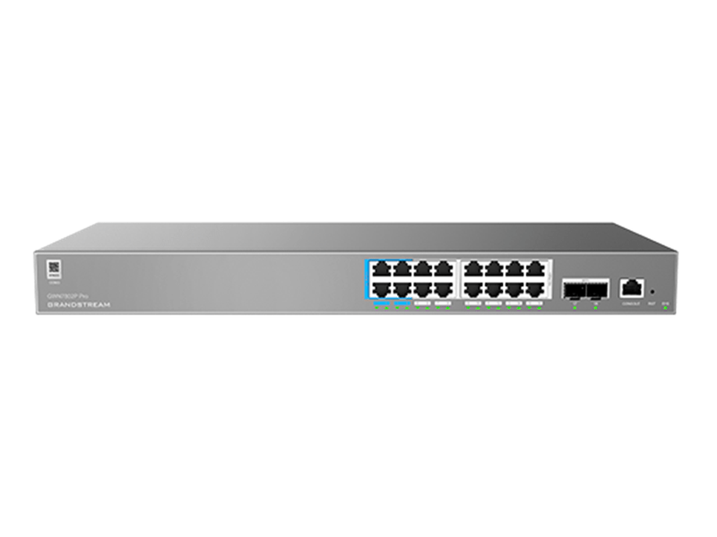 Grandstream ENTERPRISE LAYER 2+ MANAGED POE NETWORK SWITCH, 16 X GIGE , 2 X SFP+ 250 WATT POE++ GWN7802PPRO