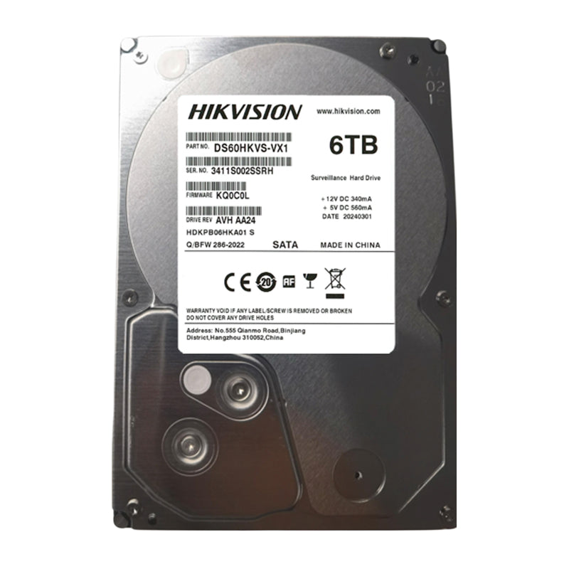 Hikvision DS60HKVS-VX1 Toshiba 6TB 3.5" 5400rmp 256MB SATA Surveillance Hard Drive