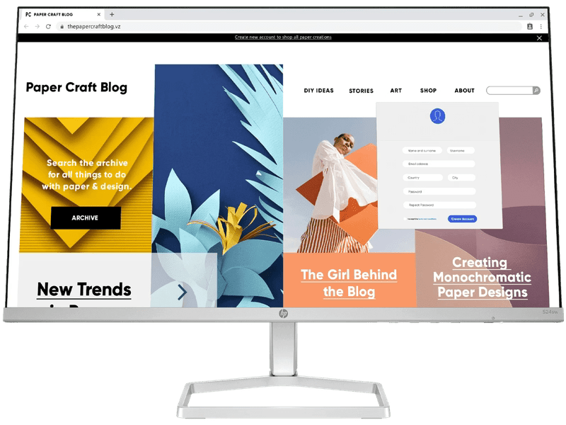 HP 94C22AA Series 5 23.8" FHD White Monitor - 524sw