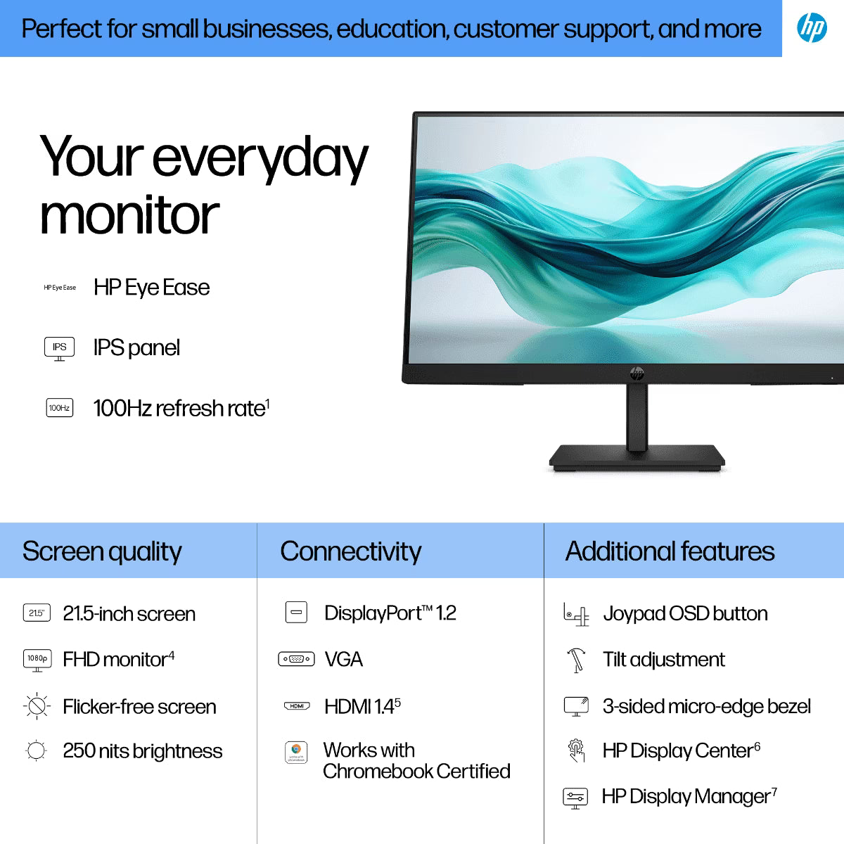 HP 9U5B0UT Series 3 Pro 21.5" FHD IPS Business Monitor - 322pf
