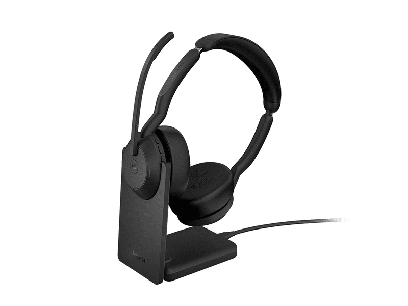 Jabra Evolve2 55 MS Stereo Wireless Bluetooth Headset USB Dongle with Charging Stand