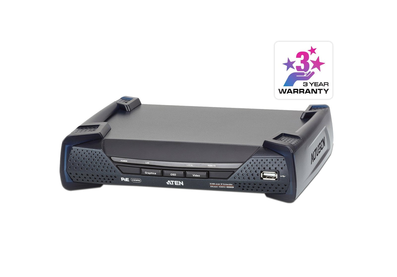 Aten 4K HDMI Single Display KVM over IP Receiver with Power over Ethernet, power adapter not included