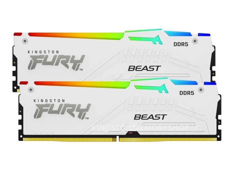 Kingston 64GB 2x32GB KF560C36BWEAK2-64 Fury Beast RGB 6000MT/s DIMM DDR5 RAM - White