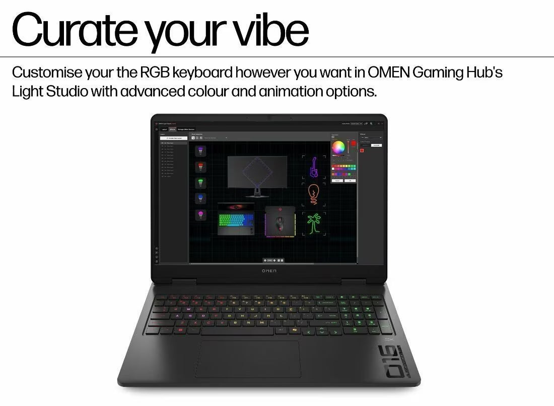 HP OMEN Gaming Laptop Ryzen 9 32GB 1TB SSD RTX5060, 16 inch WQXGA Windows 11 Home - Shadow black