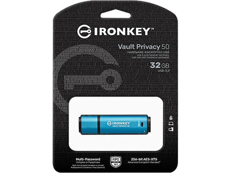 Kingston IronKey Vault 32GB Privacy 50 Encrypted USB Flash Drive