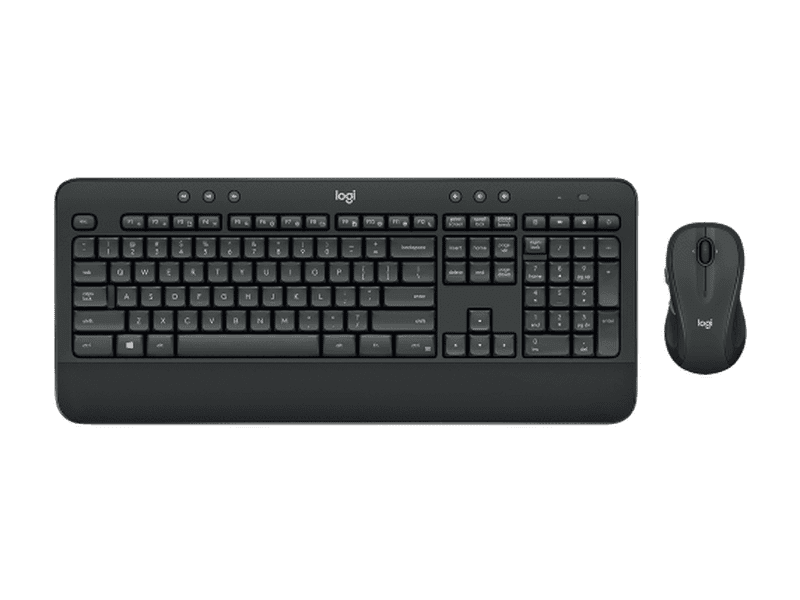 Logitech MK545 Wireless Desktop Keyboard Mouse Combo 3 Yrs battery life comfortable palm rest & adjustable tilt legs