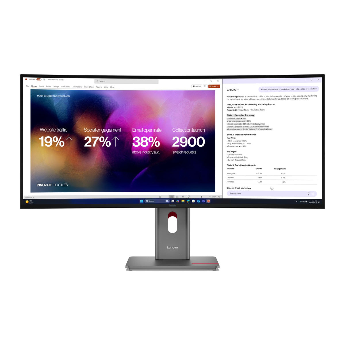 Lenovo P40Wd-40 39.7" Wled Ips 5K 21:9 Dp, Hdmi, Usb 5 , Usbc 2 , Tb, Lan, H/Adj Spkr 3 Year 64B4XAR1AU