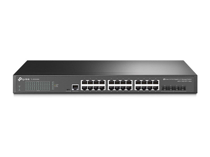 TP-Link SG3428X JetStream 24-Port Gigabit L2+ Managed Switch with 4 10GE SFP+ Slots IGMP Snooping Omada Rack Mountable Fanless