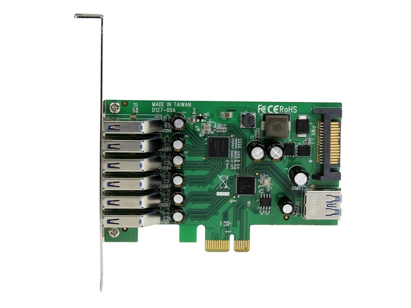 StarTech 7 Port PCIE USB 3.0 Card, Sata Power Required, UASP, 2Yr