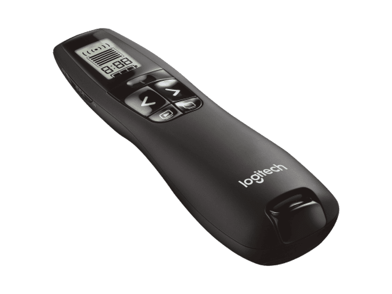 Logitech R800 Laser Presentation Remote LCD display time tracking 30m Range, 2.4GHz Instuitive slideshow controls