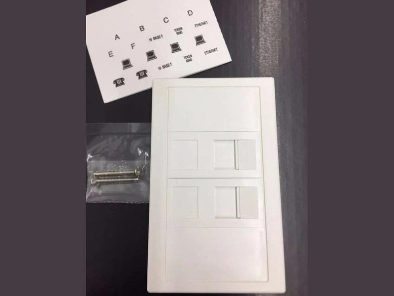 2x Faceplate Shuttered White 2 Port 2-279393-2 Copy