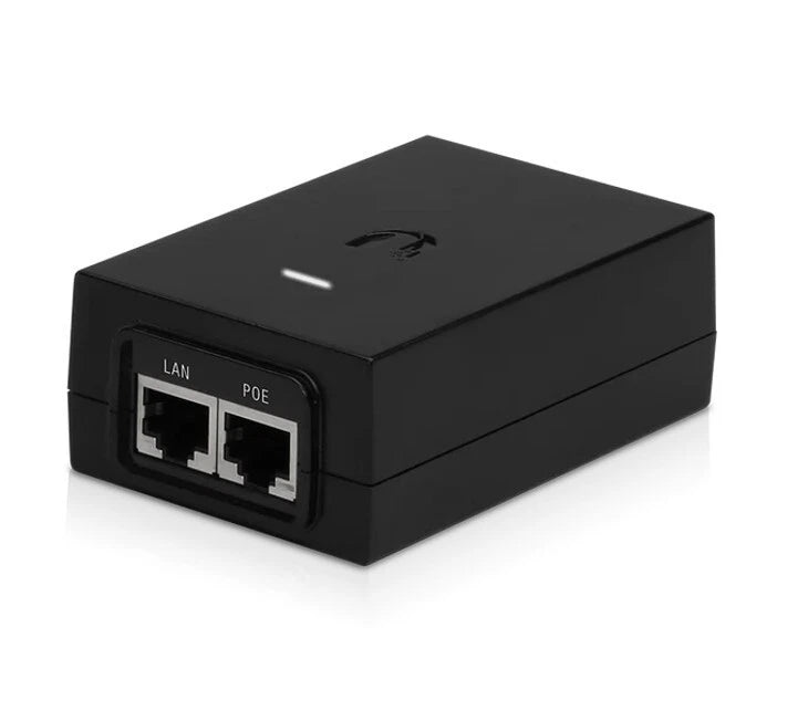 Ubiquiti POE Injector, 24V DC, 30W, Gigabit Ethernet, Black, Surge and Clamping Protection