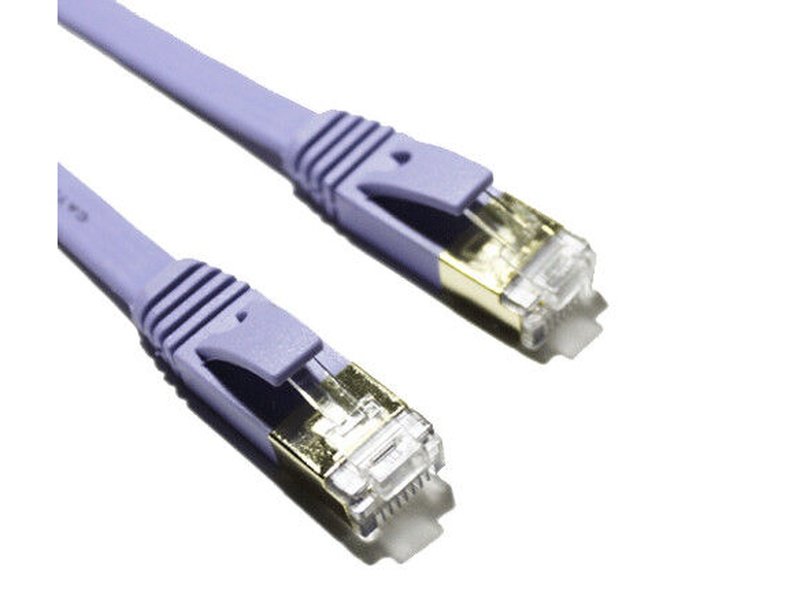 1m CAT7 RJ45 10Gbps 600Mhz Ethernet Network LAN Flat Cable - Purple