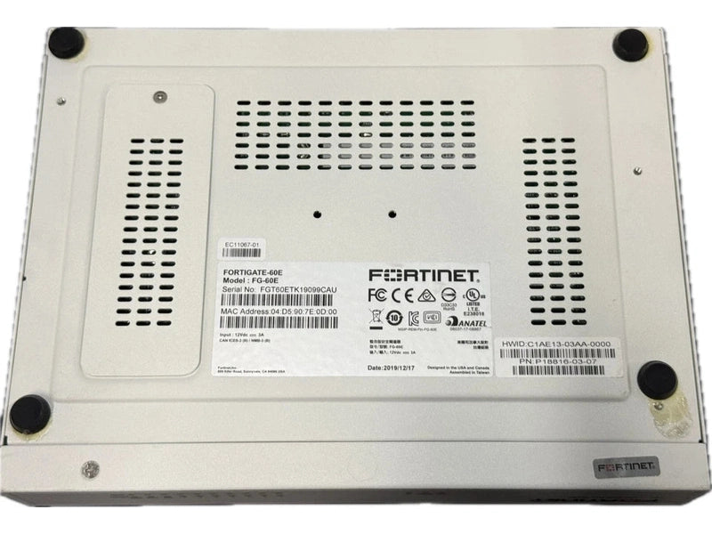 **Used/Refurbished** Fortinet FortiGate 60E 10 x GE RJ45 ports 7 x Internal Ports, 2 x WAN Ports, 1 x DMZ Ports