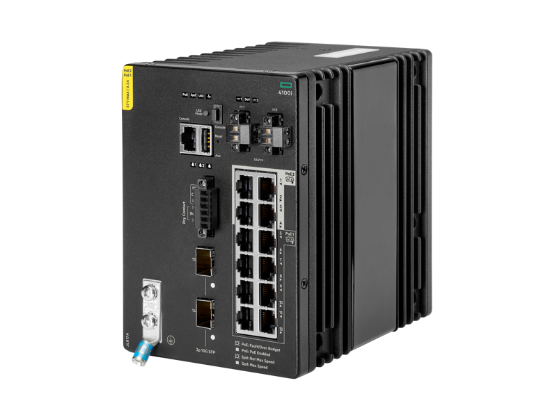 HPE Aruba Networking 4100I 12G CL4/6 POE 2SFP+ DIN Switch