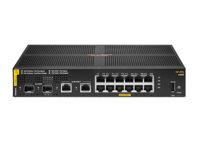 HPE Aruba 6000 12G Class4 PoE 2G/2SFP 139W Switch