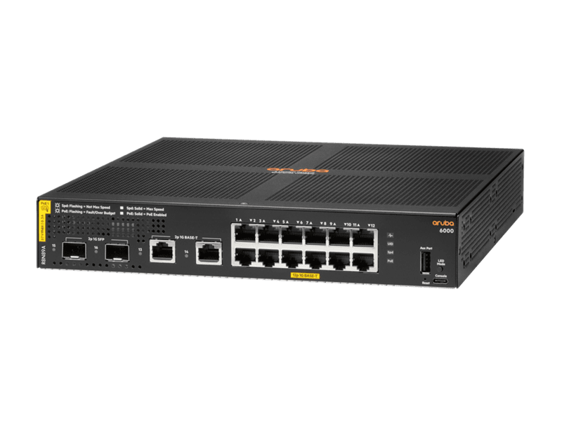 HPE Aruba 6000 12G Class4 PoE 2G/2SFP 139W Switch