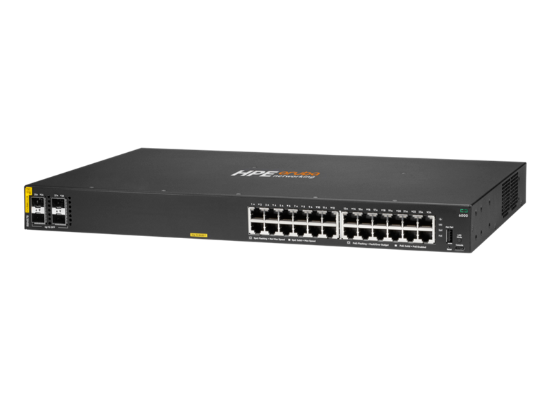 HPE Aruba Networking CX 6000 24-Port Gigabit Managed PoE+ Switch 24x RJ45 4x 1G SFP 370W R8N87B