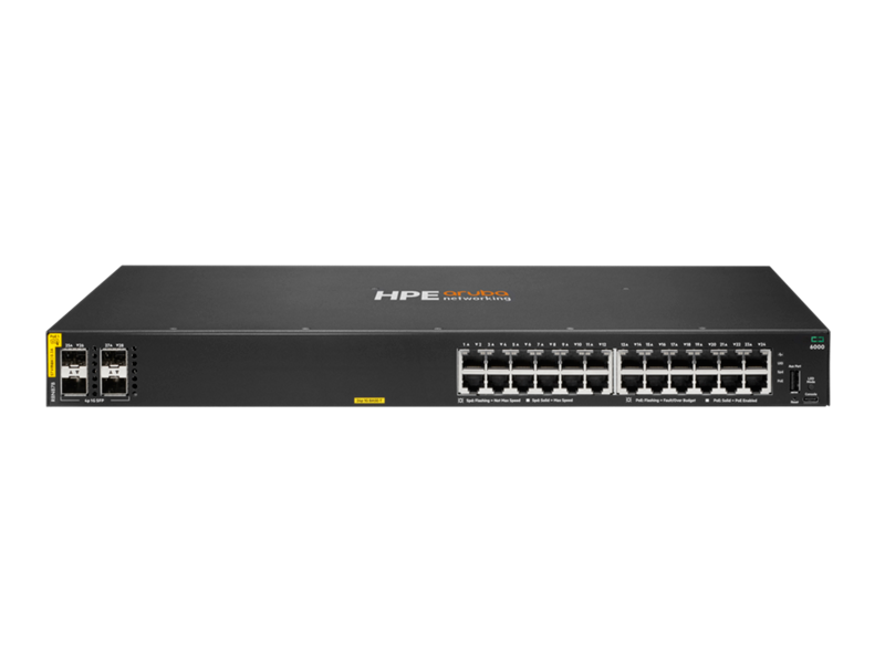 HPE Aruba Networking CX 6000 24-Port Gigabit Managed PoE+ Switch 24x RJ45 4x 1G SFP 370W R8N87B