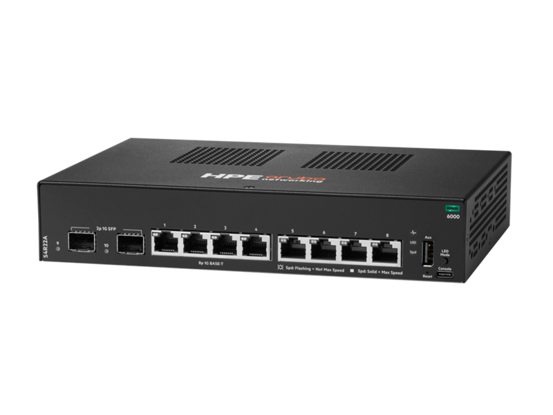 HPE Aruba Networking CX 6000 8-Port Gigabit Managed Switch 8x RJ45 2x 1G SFP Non-PoE S4R22A