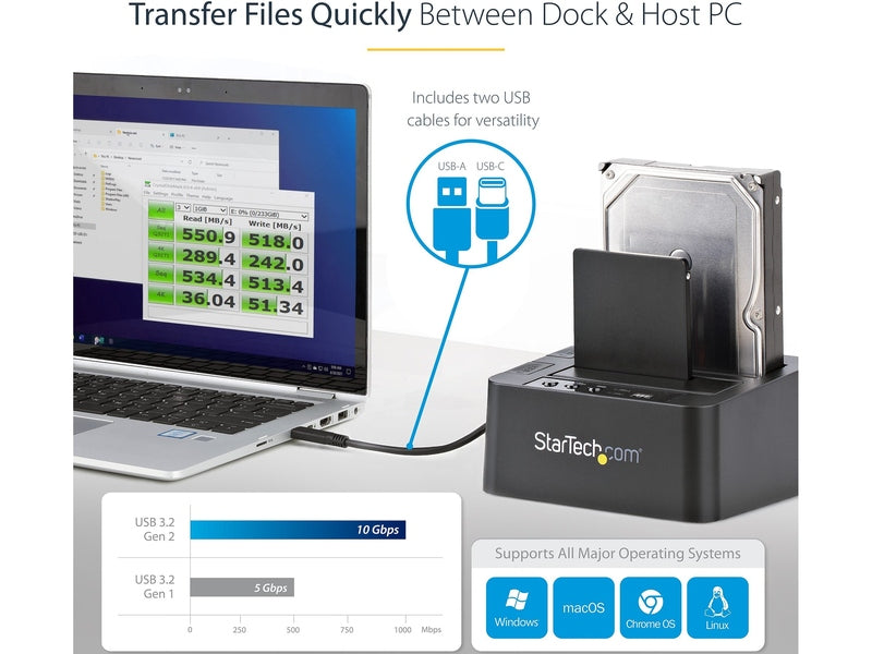 StarTech USB 3.1 10Gbps Duplicator Dock for 2.5" & 3.5" SATA SSD/HDDs