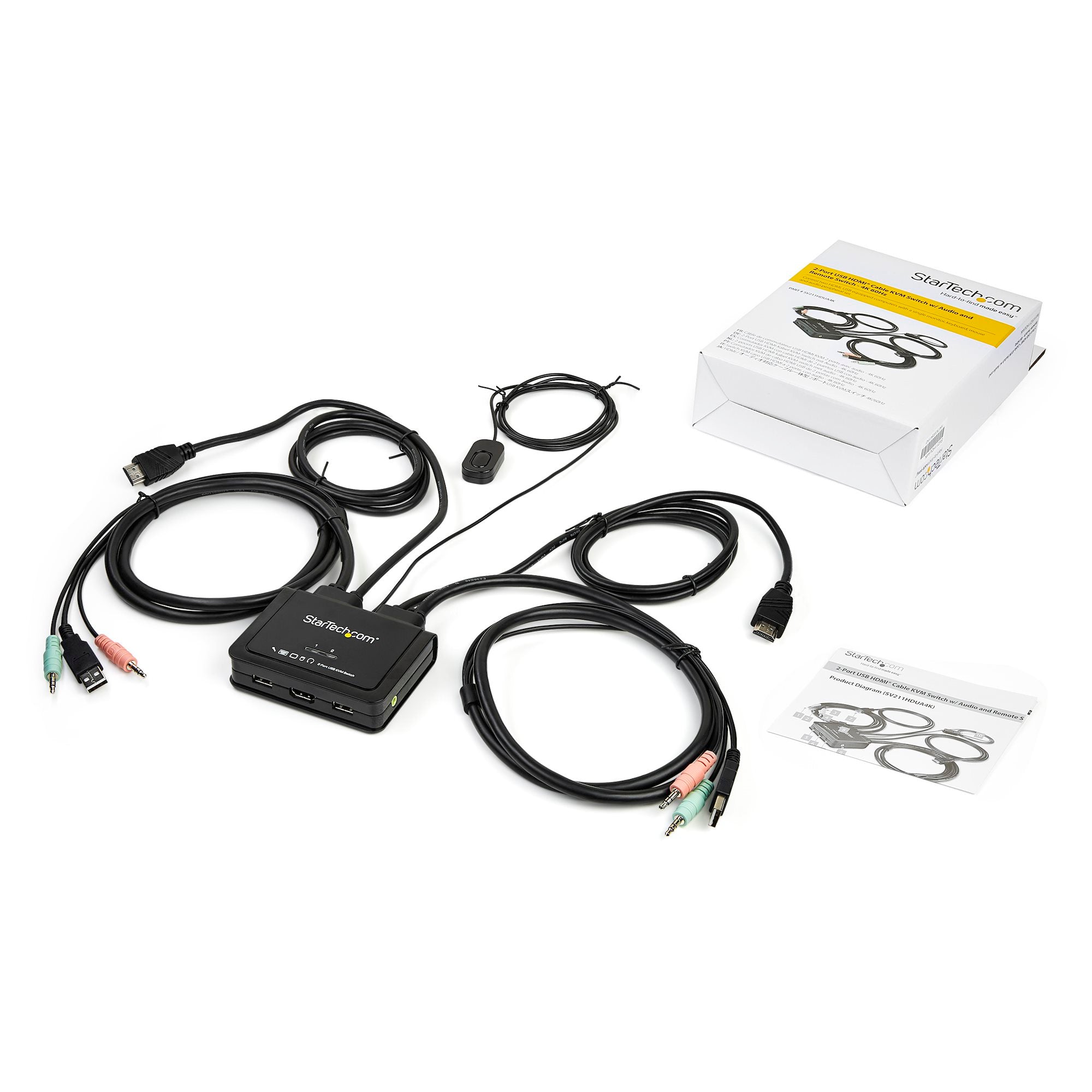 StarTech 2 Port Single HDMI 4K 60Hz Cable KVM Switch W/ Audio