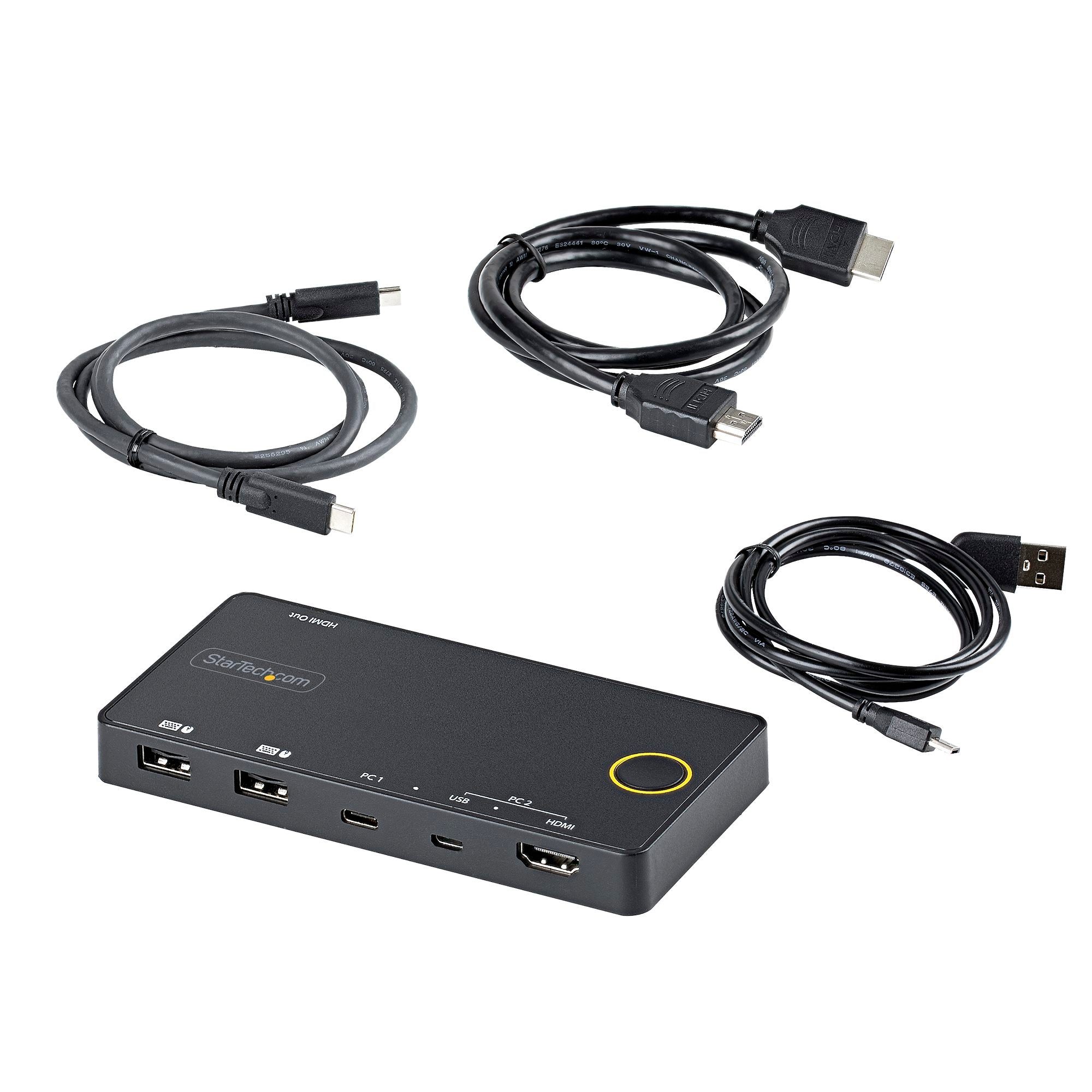 StarTech 2 Port USB-A + HDMI & USB-C KVM Switch - 1X 4K 60Hz HDMI 2.0 2 Yr