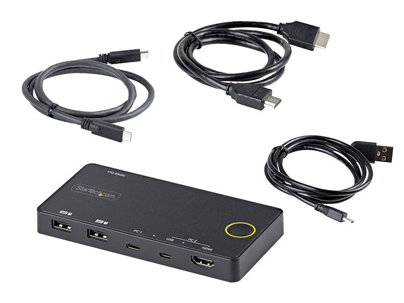 StarTech 2 Port USB-A + HDMI & USB-C KVM Switch - 1X 4K 60Hz HDMI 2.0 2 Yr