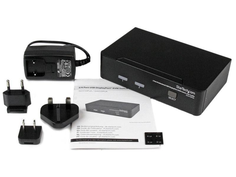 StarTech 2 Port Single Displayport KVM Switch, USB, Audio, No Cable, 3Yr