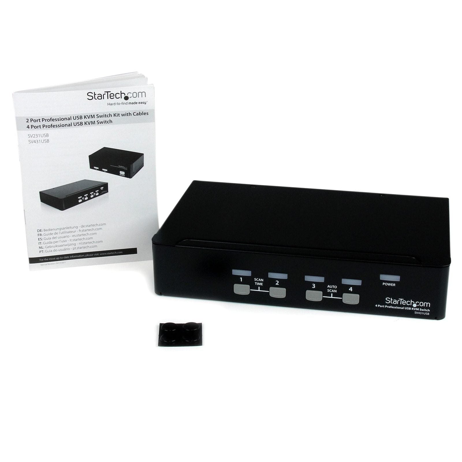 StarTech 4 Port Single VGA KVM Switch, 1440P, Built-In USB2.0 Hub, 3Yr