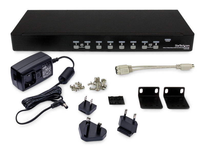 StarTech 8Port 1U VGA KVM Switch, USB, Ps2, Rackmount, 3Yr