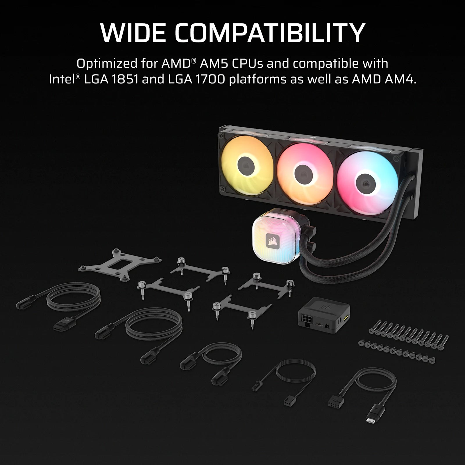 CORSAIR iCUE LINK TITAN II 360 RX RGB - Black, 360mm AIO, FlowDrive Gen 2, RX II Fan, RGB, Copper Coldplate, AM5/AM4, LGA1851/1700